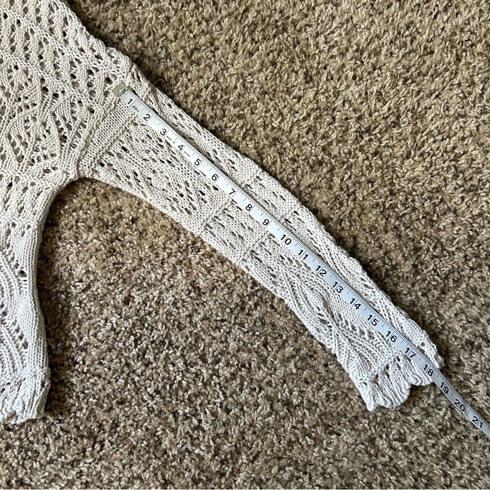 Garnet Hill | Organic Cotton Modest Cropped Crochet Knit Sweater - Picture 10 of 13